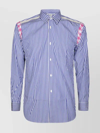 Comme Des Garçons Striped Shirt With Contrast Shoulder Detail