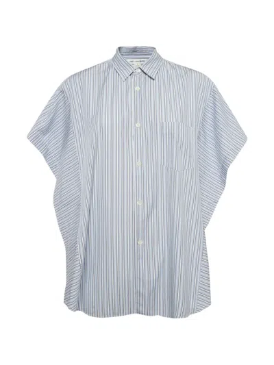 Pre-owned Comme Des Garçons Striped Side-opening Shirt In White