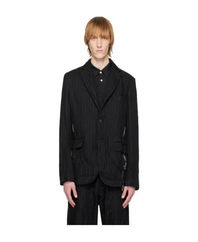 Comme Des Garçons Striped Suit Coat In Black