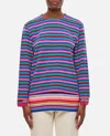 Comme Des Garçons Stripe Double Layer Wool Top In Multicolor