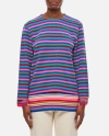 Comme Des Garçons Stripe Double Layer Wool Top In Multicolour