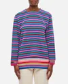 Comme Des Garçons Stripe Double Layer Wool Top In Multicolour