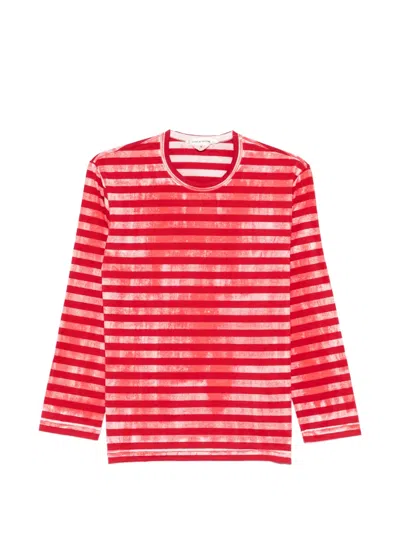Comme Des Garçons 스트라이프 티셔츠 In Red