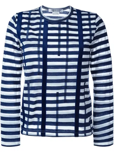 Comme Des Garçons Striped T-shirt In Blue