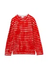 Comme Des Garçons Striped T-shirt In Red