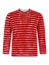 Comme Des Garçons Striped T-shirt In Red