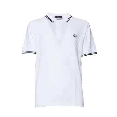 COMME DES GARÇONS STRIPED WHITE COTTON KNIT POLO SHIRT