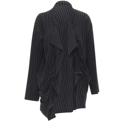 Comme Des Garçons Comme Des Garcons Striped Wool Draped Jacket In Grey