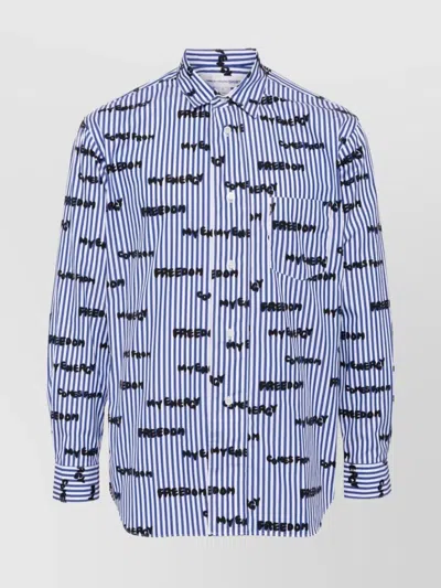 Comme Des Garçons Structured Collar Pleated Pocket Shirt In White