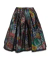 Comme Des Garçons Pleated Graphic Print Midi Skirt In Black