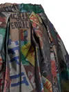 Comme Des Garçons Pleated Graphic Print Midi Skirt In Multicolor