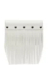 Comme Des Garçons Stud-embellished Fringed Leather Wallet In White