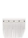 Comme Des Garçons Stud-embellished Fringed Leather Wallet In White