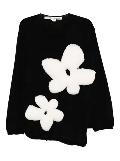 Comme Des Garçons Stuffed-flower Jumper In Black