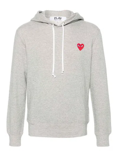 Comme Des Garçons Logo Cotton Hoodie In Grey