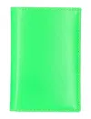 Comme Des Garçons Super Fluo Leather Bifold Cardholder In Green