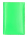 Comme Des Garçons Super Fluo Leather Bifold Cardholder In Green