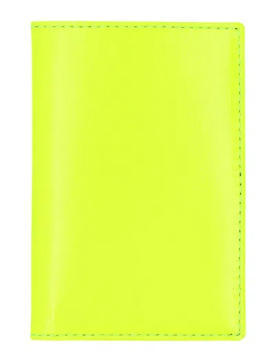 Comme Des Garçons Comme Des Garcons Wallet Compact Wallet In Fluorescent Yellow Goat Leather In Yellow/light Orange