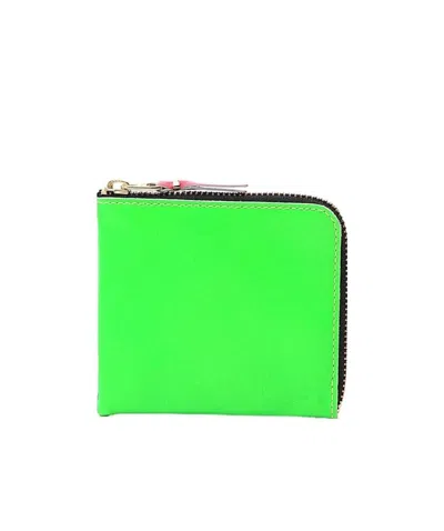 Comme Des Garçons Small Colour-blocked Leather Wallet In Green