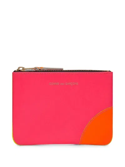 Comme Des Garçons Super Fluo Group Logo-print Wallet In Orange