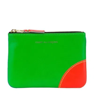 Comme Des Garçons Super Fluo Leather Pouch In Green