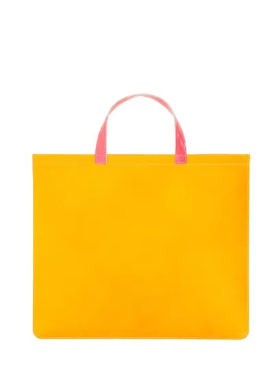 Comme Des Garçons Super Fluo Leather Tote Bag In Yellow