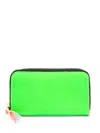 Comme Des Garçons Super Fluo Leather Wallet In Green