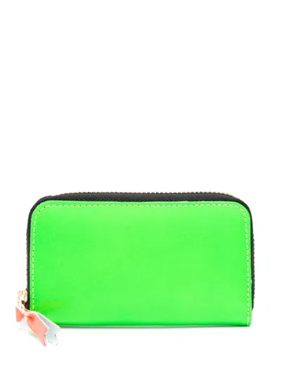 Comme Des Garçons Super Fluo Leather Wallet In Green