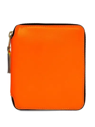 Comme Des Garçons Super Fluo Leather Wallet In Orange