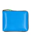 Comme Des Garçons Super Fluo Small Zip Around Wallet In Blue