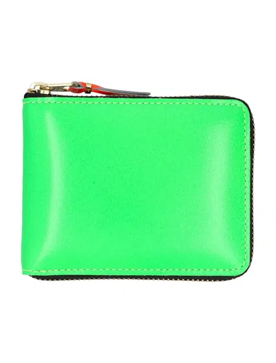 Comme Des Garçons Super Fluo Small Zip Around Wallet In Green