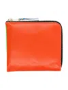 Comme Des Garçons Compact Zip Wallet Contrast Stitching In Red