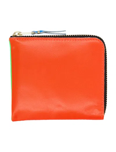 Comme Des Garçons Super Fluo Small Zip Coin Wallet In Orange Green