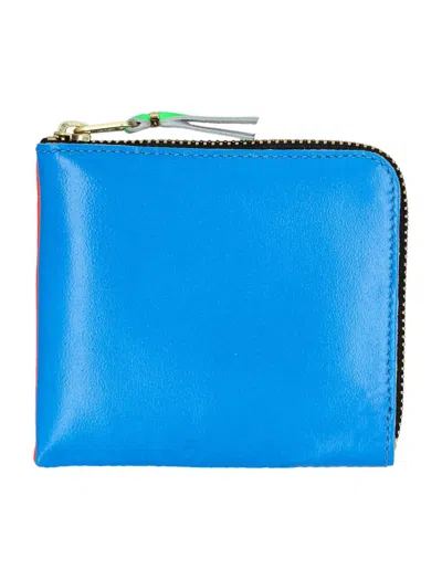 Comme Des Garçons Wallet Super Fluo Small Zip Coin Wallet In Orange Blue