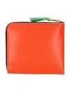 Comme Des Garçons Super Fluo Leather Zip-around Wallet In Orange Blue