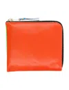 Comme Des Garçons Super Fluo Small Zip Coin Wallet In Orange Green