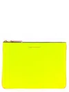 Comme Des Garçons Portafoglio In Pelle Di Capra Giallo Arancio Super Fluo Compatto In Green