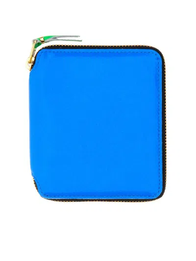 Comme Des Garçons Super Fluo Zip Around Wallet In Blue