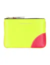 Comme Des Garçons Color Block Wallet Featuring Fluorescent Accents In Yellow Light Orange