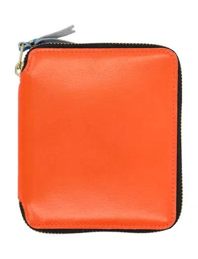 Comme Des Garçons Super Fluo Zip Around Wallet In Orange