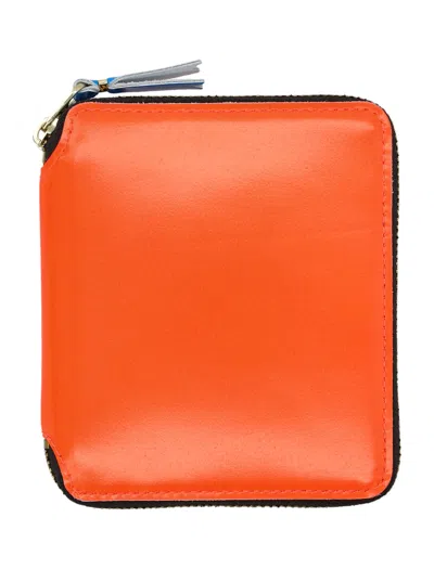 Comme Des Garçons Super Fluo Zip Around Wallet In Orange