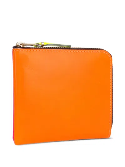 Comme Des Garçons Super Fluo Zip-fastening Leather Wallet In Orange