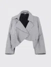 Comme Des Garçons Cropped Checkered Jacket Wide Sleeves In Gray