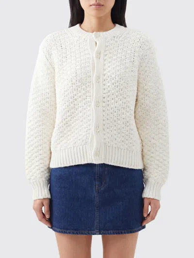 Comme Des Garçons White Cable-knit Crew Neck Cropped Cardigan