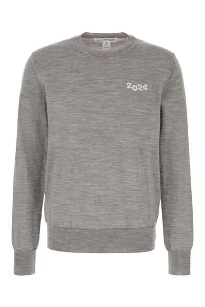 Comme Des Garçons Ribbed Wool Sweater With Chest Embroidery In 1