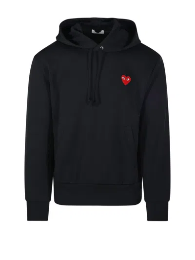 Comme Des Garçons Sweatshirt Red Heart In Black