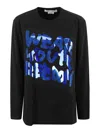 Comme Des Garçons Long-sleeved T-shirt With Glitter Applied Print In Black