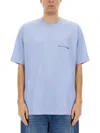 Comme Des Garçons Logo Print Crew Neck T-shirt In Blue