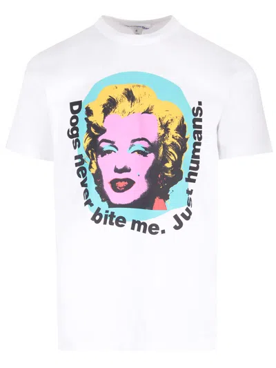 Comme Des Garçons T-shirt With Marilyn Monroe Print In White