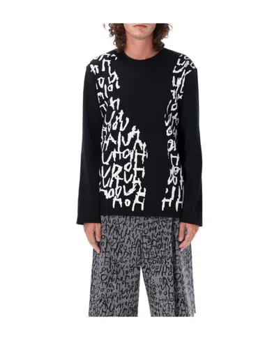 Comme Des Garçons T-shirt With Round Neck And Long Sleeves In Black